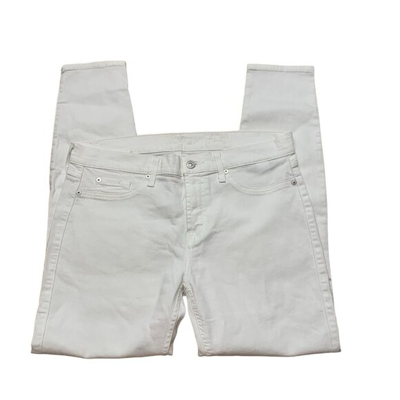 7 For All Mankind Ankle Skinny Jean with Faux Pockets White Size 32 - Picture 2 of 14